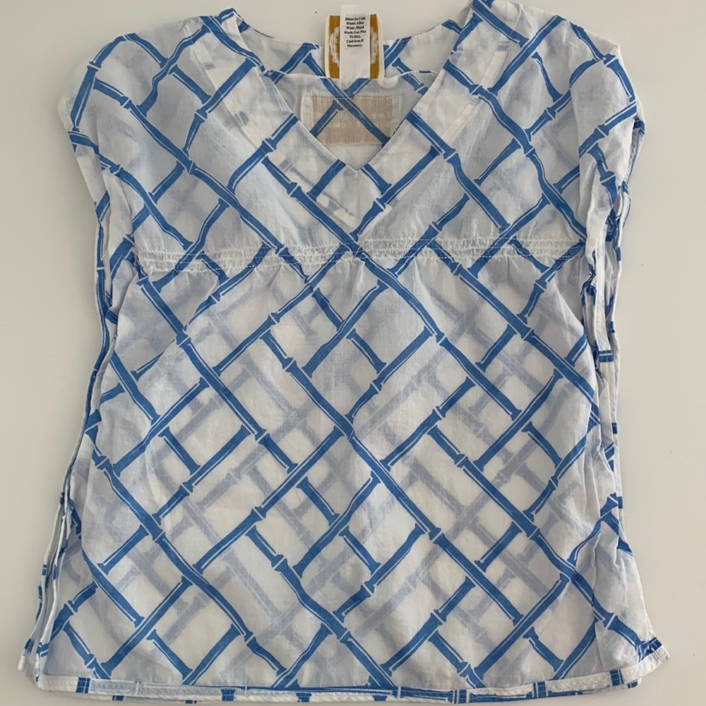 The Beaufort Bonnet Company TBBC blue and white swim coverup (12-18 months)